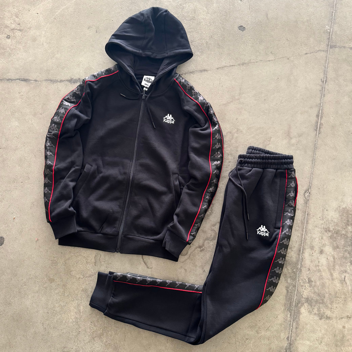 Tuta Kappa Zamin Cotone Nero/Rosso