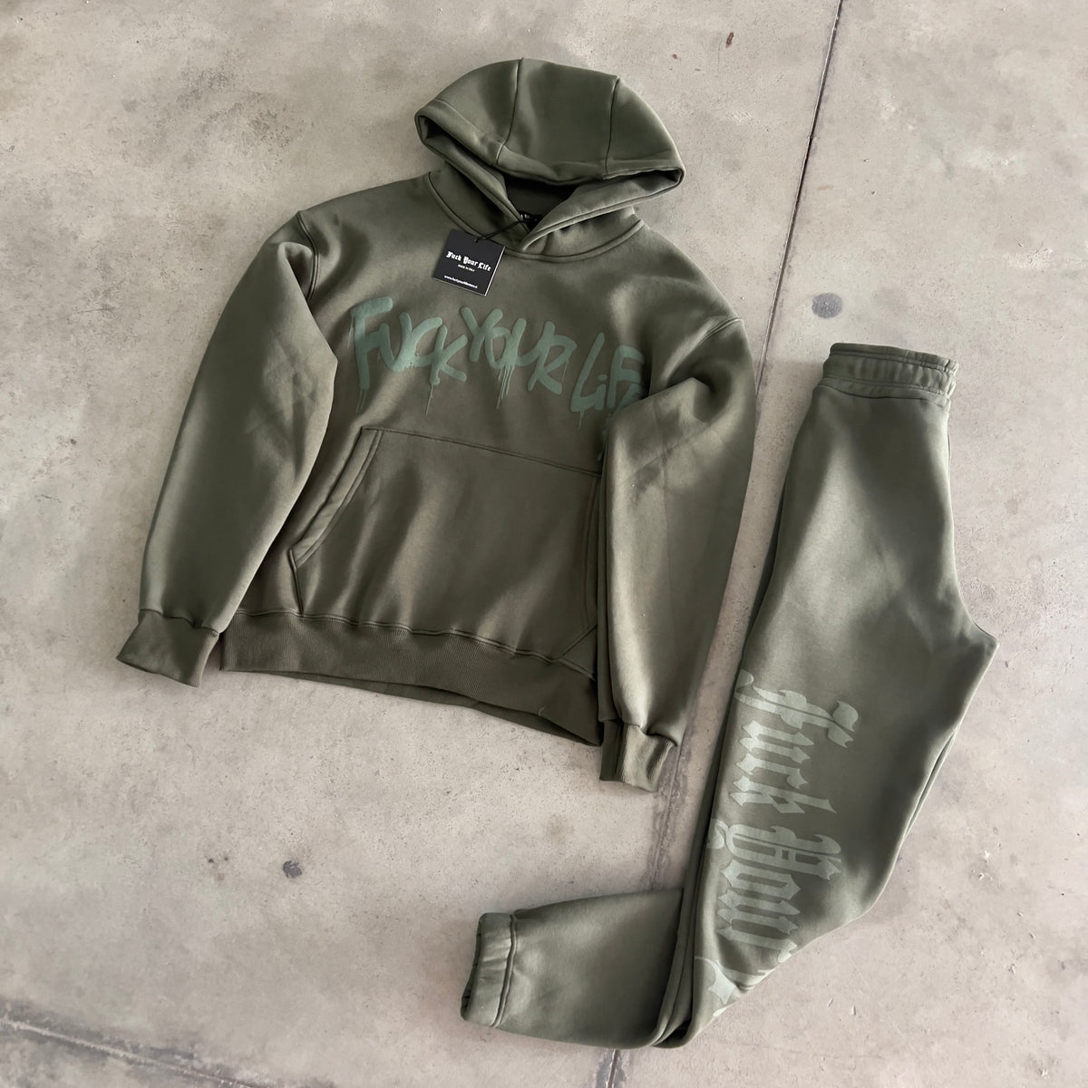 Tuta FuckYourLife Felpato Verde Militare