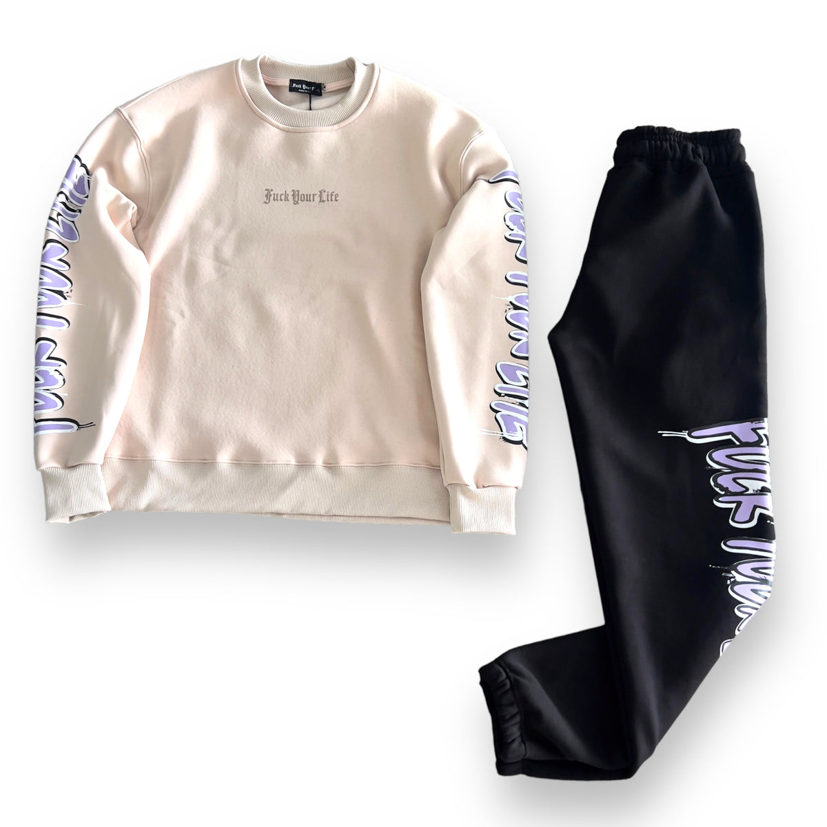 Tuta FuckYourLife Felpato Crema/Nero