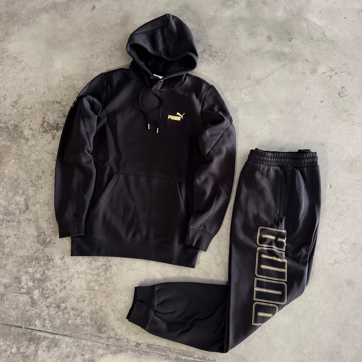 Tuta Puma Felpata Nero/Oro