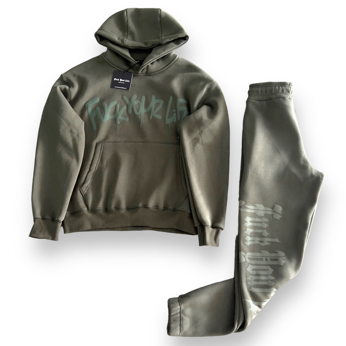 Tuta FuckYourLife Felpato Verde Militare