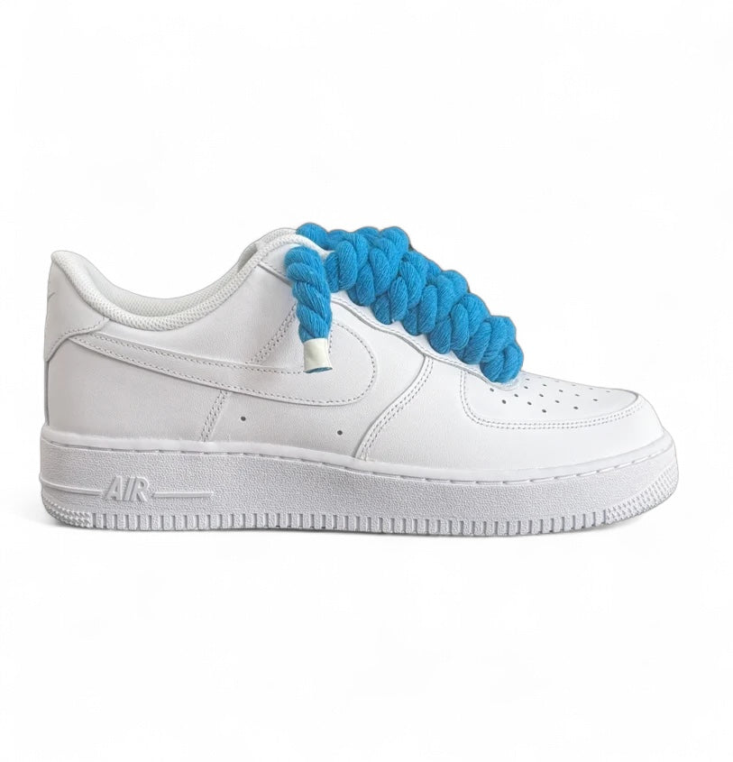 Air Force 1 '07 Low Bianco Lacci Corda Blu