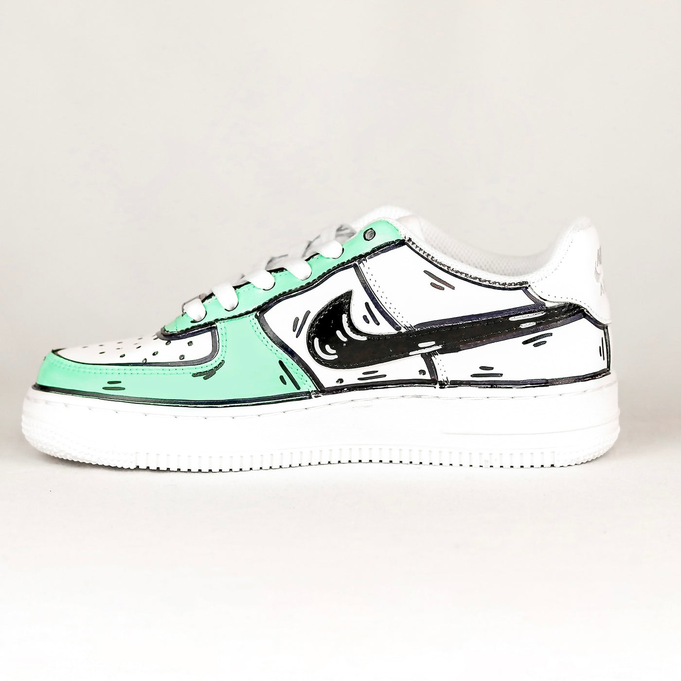 Air Force 1 Cartoon Mint Swoosh Black