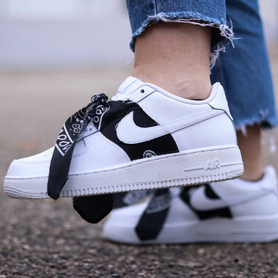 Shoe All Black Bandana Air Force Custom Shoes Nike Shoes With